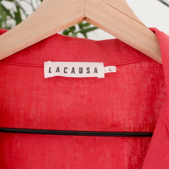 LACAUSA Red Button Up Montana Jumpsuit Size Large - Picture 4 of 7